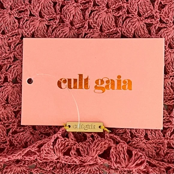 Cult Gaia Tyra Crochet Cutout Maxi Dress Sheer Beach Jaipur Pink XS NWT - Picture 4 of 11